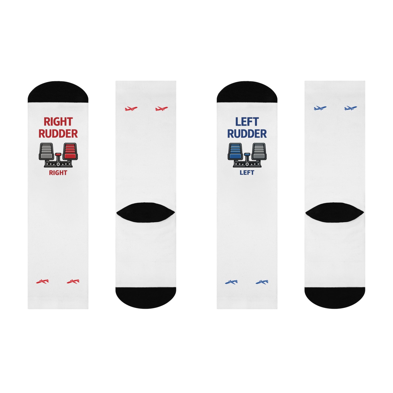 Left Rudder Right Rudder Crew Socks | Pilot Airplane Socks - Image 3