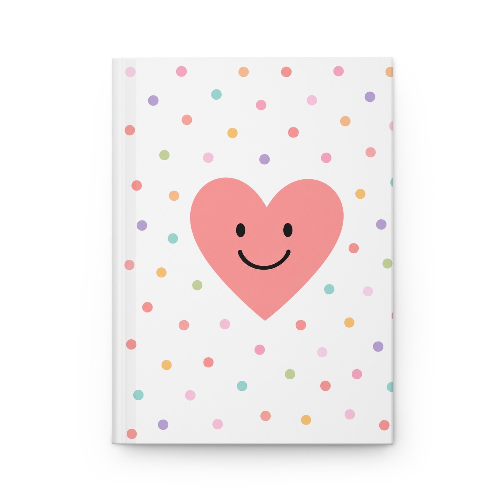 Smiling Heart Hardcover Journal — Cute Polka Dot Notebook for Kids & Teens