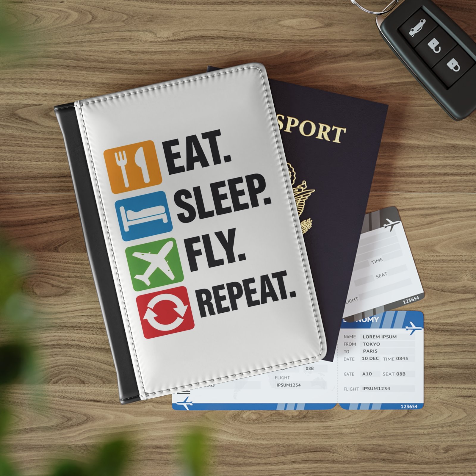 Eat Sleep Fly Repeat Passport Cover | Travel Passport Holder - Image 5