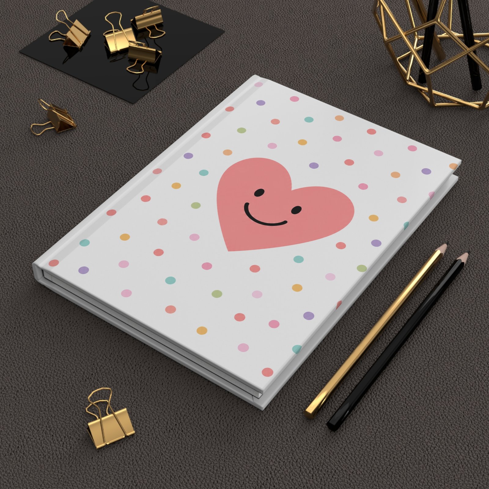 Smiling Heart Hardcover Journal — Cute Polka Dot Notebook for Kids & Teens - Image 5