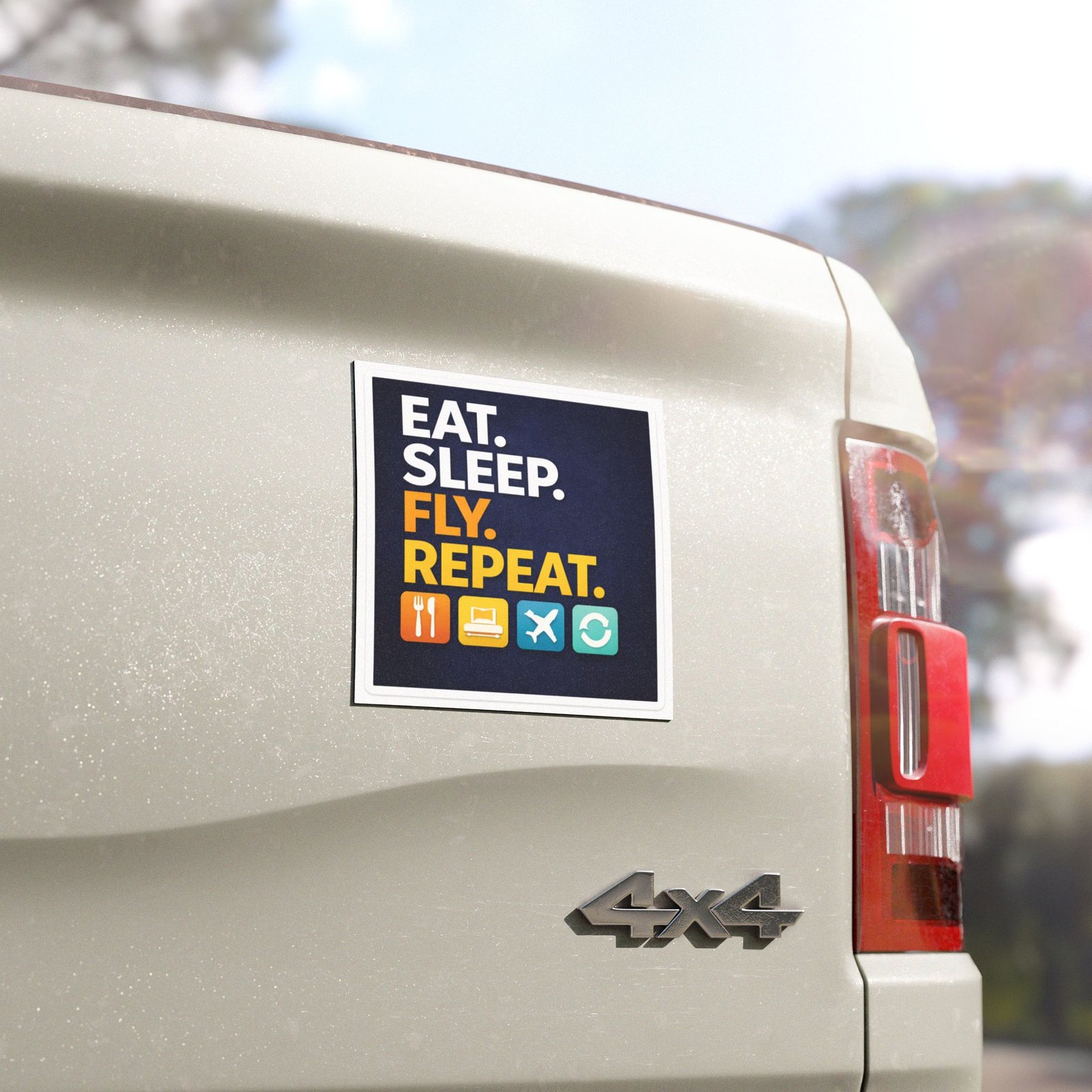 Eat Sleep Fly Repeat Magnet | Funny Aviation Car Magnet 5x5 | Pilot Humor Vehicle Magnet - Image 4