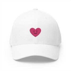 Embroidered Smiling Heart Cap — Cute Pink Heart Hat