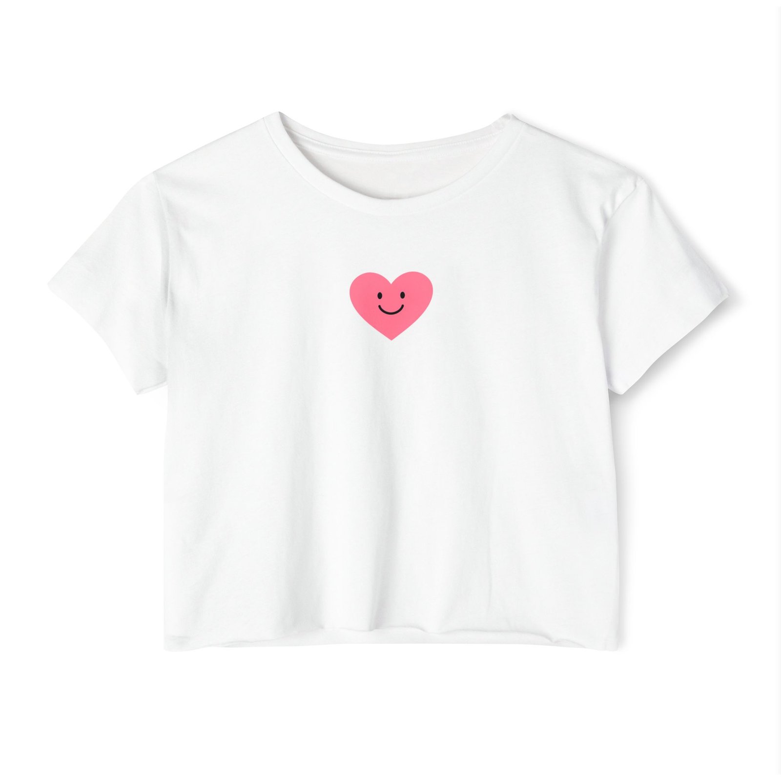 Smiley Heart Crop Top — Cute Pink Heart t-shirt