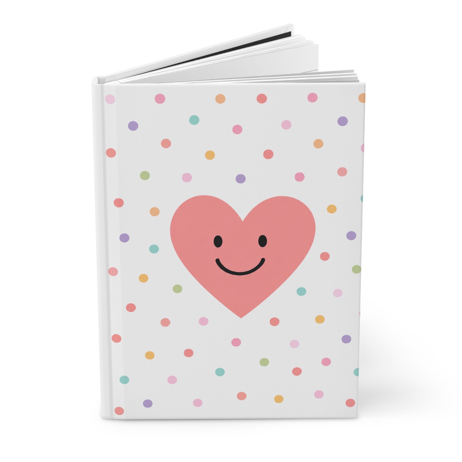 Smiling Heart Hardcover Journal — Cute Polka Dot Notebook for Kids & Teens - Image 2