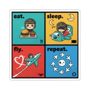 Eat Sleep Fly Repeat sticker | Pilot aviation kiss-cut sticker