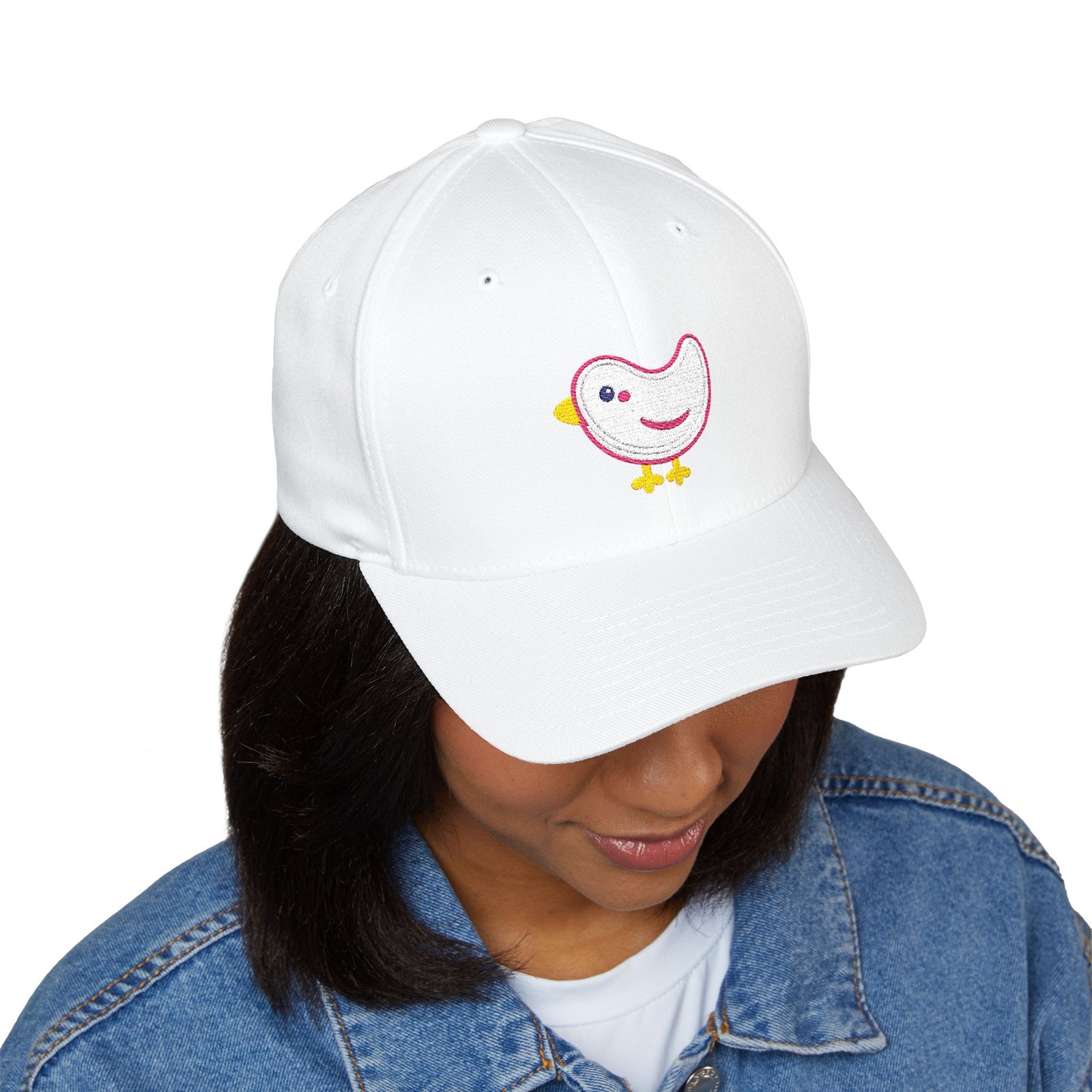 Embroidered Winking Chick Cap — Cute Baby Bird Baseball Hat - Image 2
