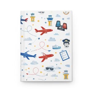Aviation Pattern Hardcover Journal | Planes, Pilot Icons, Airport Control Matte