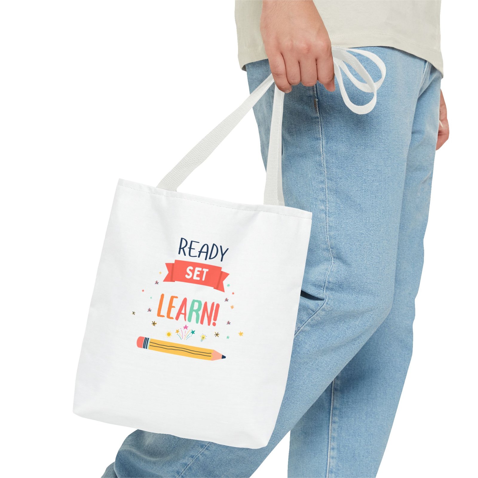 Ready Set Learn! School Tote Bag β Cute Teacher Student Back-to-School Canvas Tote - Image 3