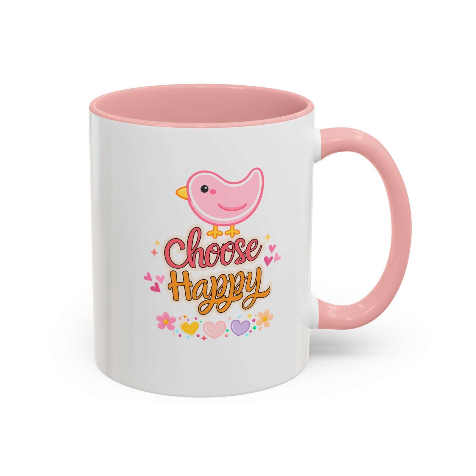 Choose Happy Coffee Mug — Pink Accent 11/15oz