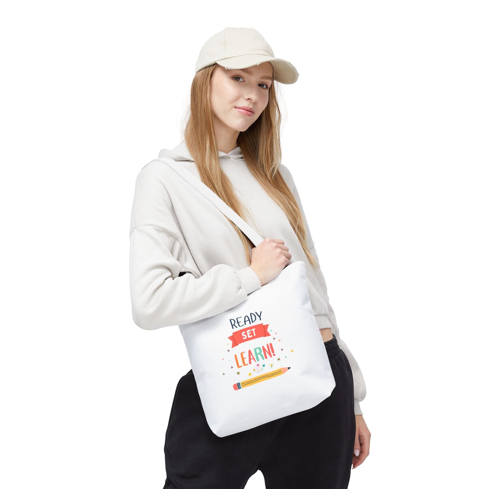 Ready Set Learn! School Tote Bag β Cute Teacher Student Back-to-School Canvas Tote - Image 5