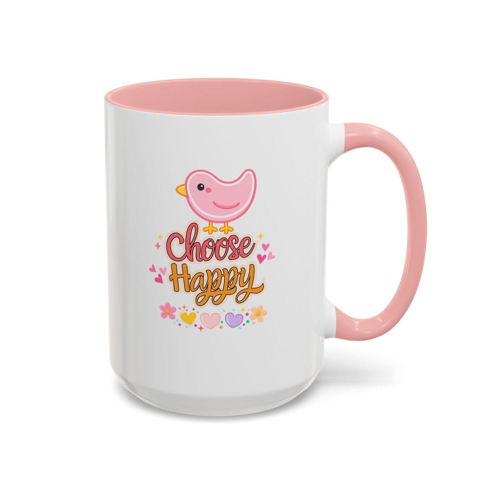 Choose Happy Coffee Mug — Pink Accent 11/15oz - Image 4