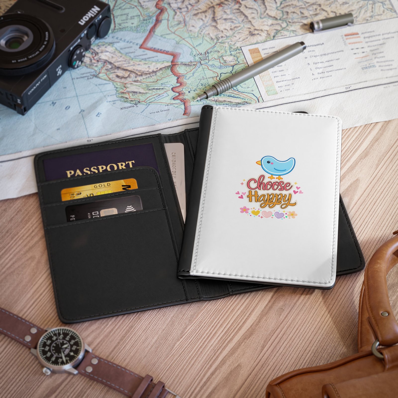 Choose Happy Passport Cover — Cute Bird Travel Passport Holder - Image 3