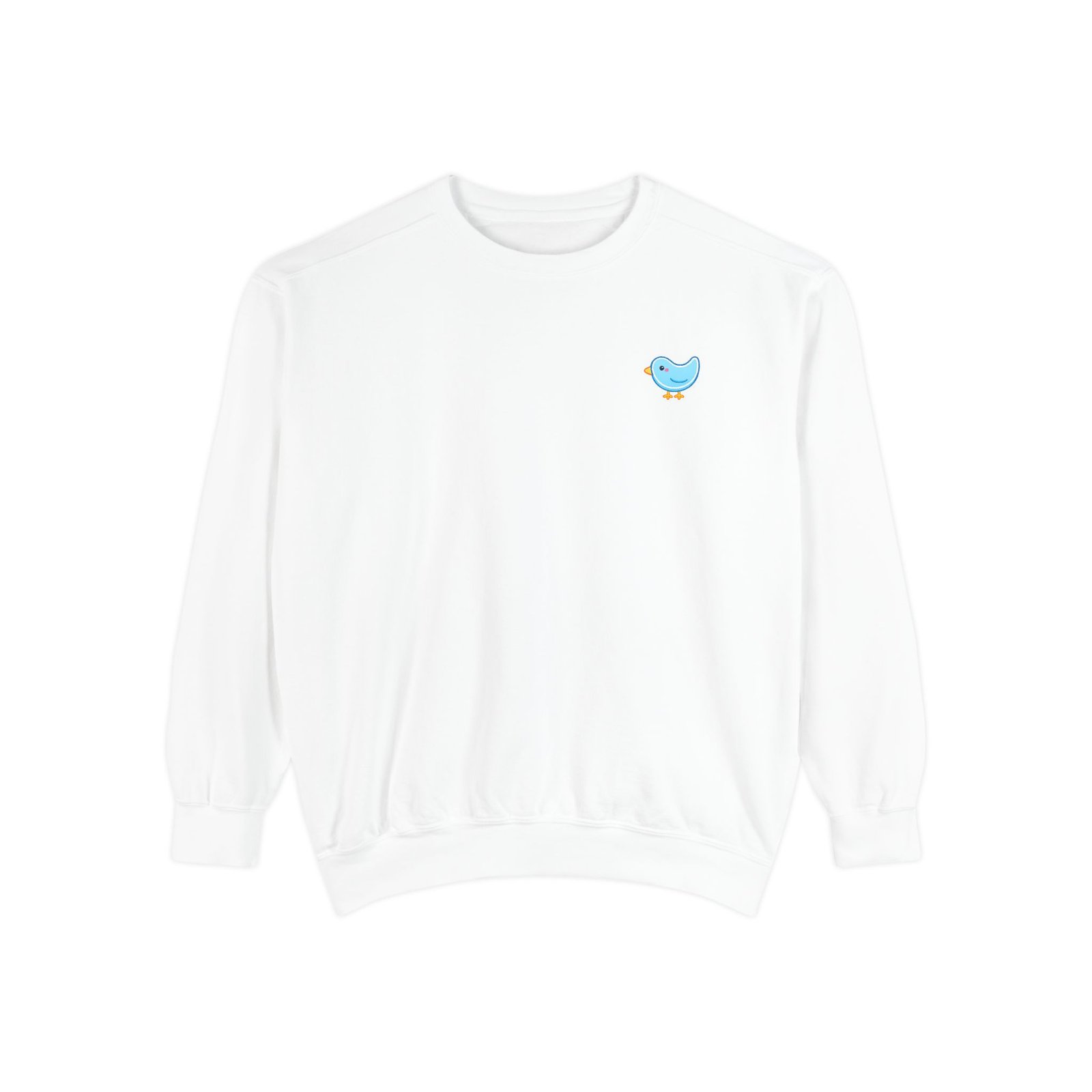 Embroidered Blue Bird Sweatshirt - Cute Minimal Chest Graphic