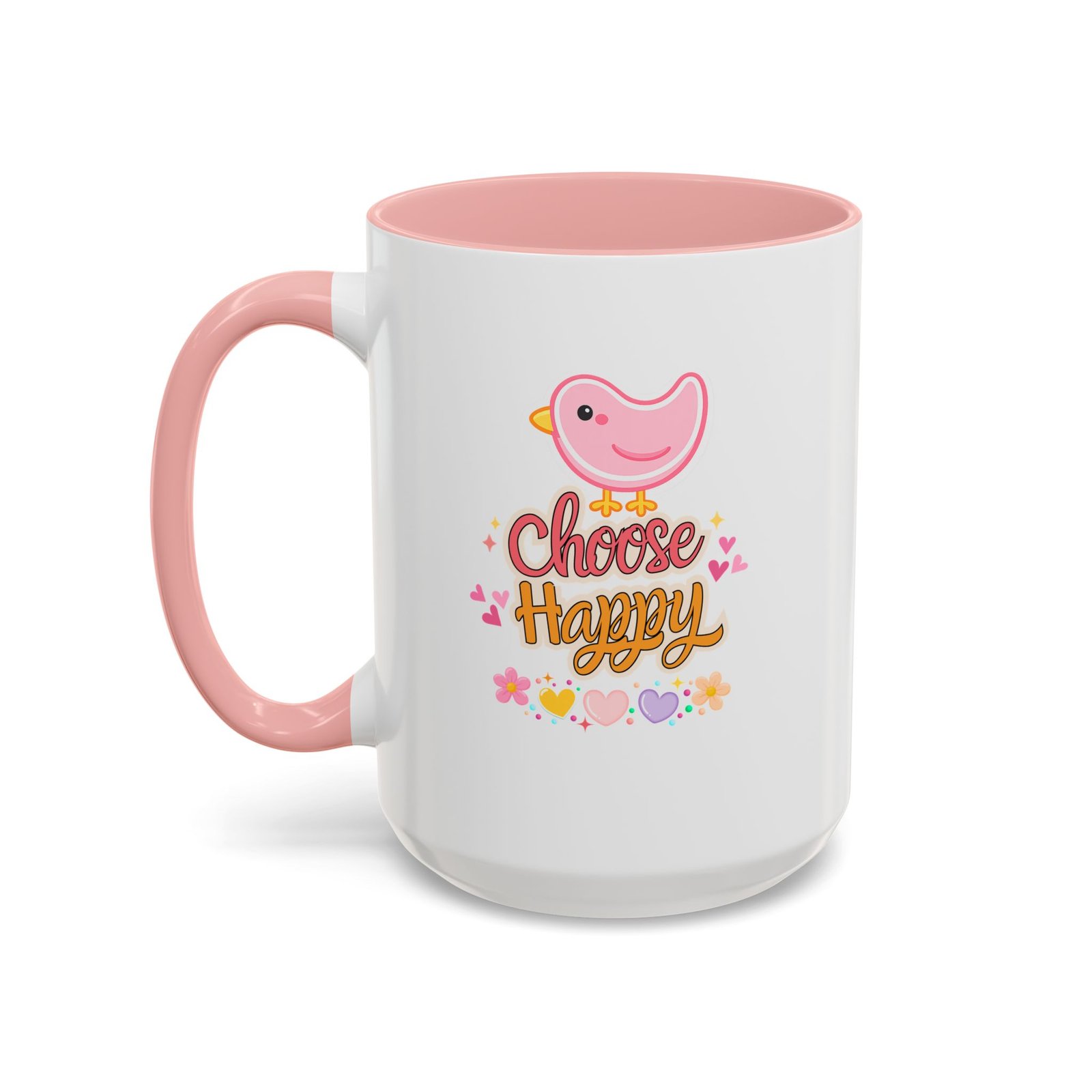 Choose Happy Coffee Mug — Pink Accent 11/15oz - Image 5