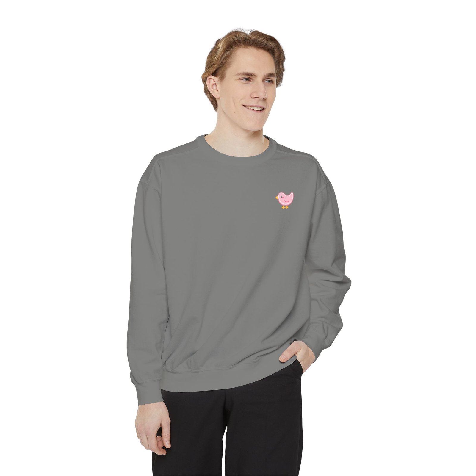 Heart Chick Embroidered Sweatshirt — Cute Pink Chick Chest Graphic, Cozy Casual Pullover - Image 6