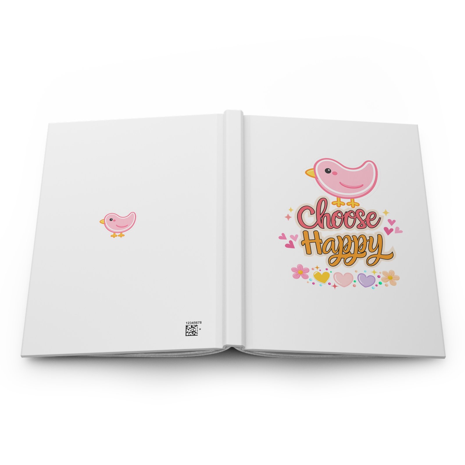 Choose Happy Hardcover Journal — Cute Pink Bird Positivity Notebook for Daily Gratitude & Gifts - Image 5