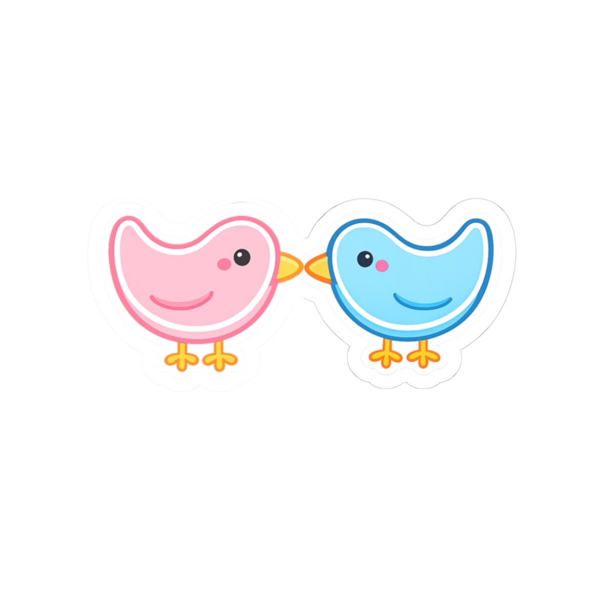 Kissing Birds Kiss-Cut Sticker — Cute Pink & Blue Love Bird Decal - Image 2