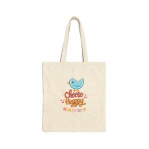 Tote Bag — "Choose Happy" Cute Bird Cotton Canvas Tote