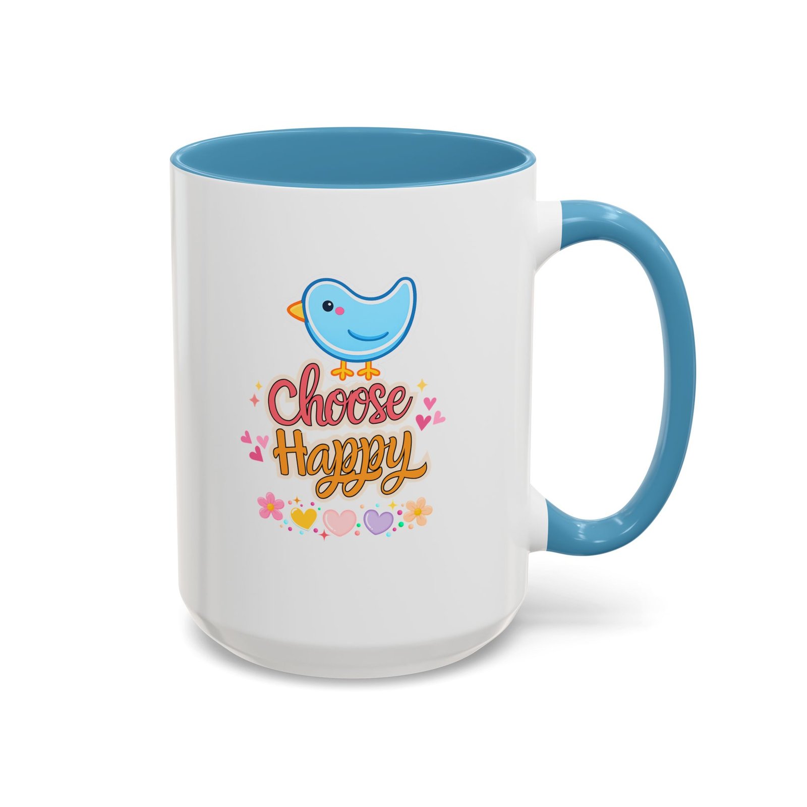 Choose Happy Coffee Mug — Cute Blue Bird Inspirational Ceramic Accent Mug - Image 4