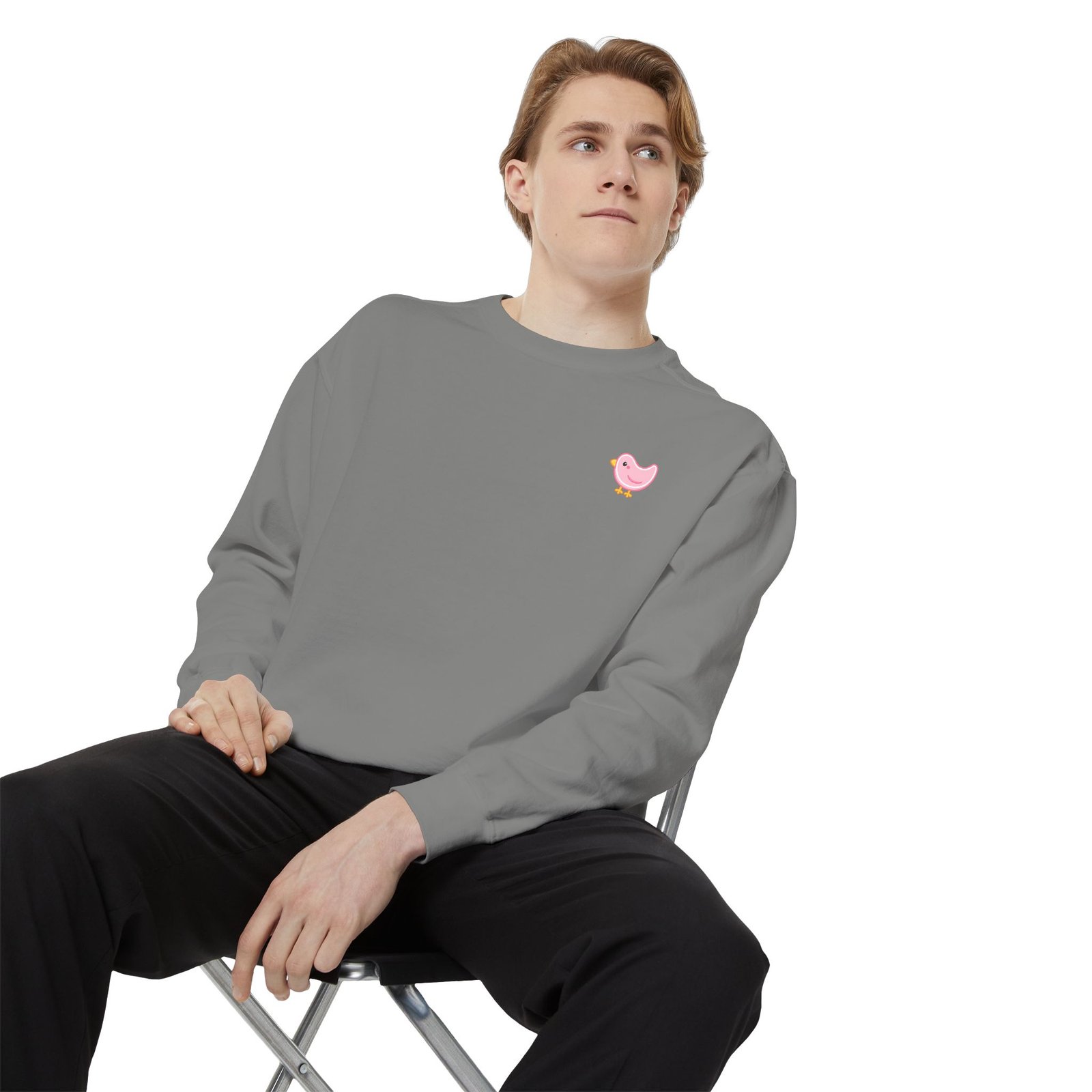 Heart Chick Embroidered Sweatshirt — Cute Pink Chick Chest Graphic, Cozy Casual Pullover - Image 7