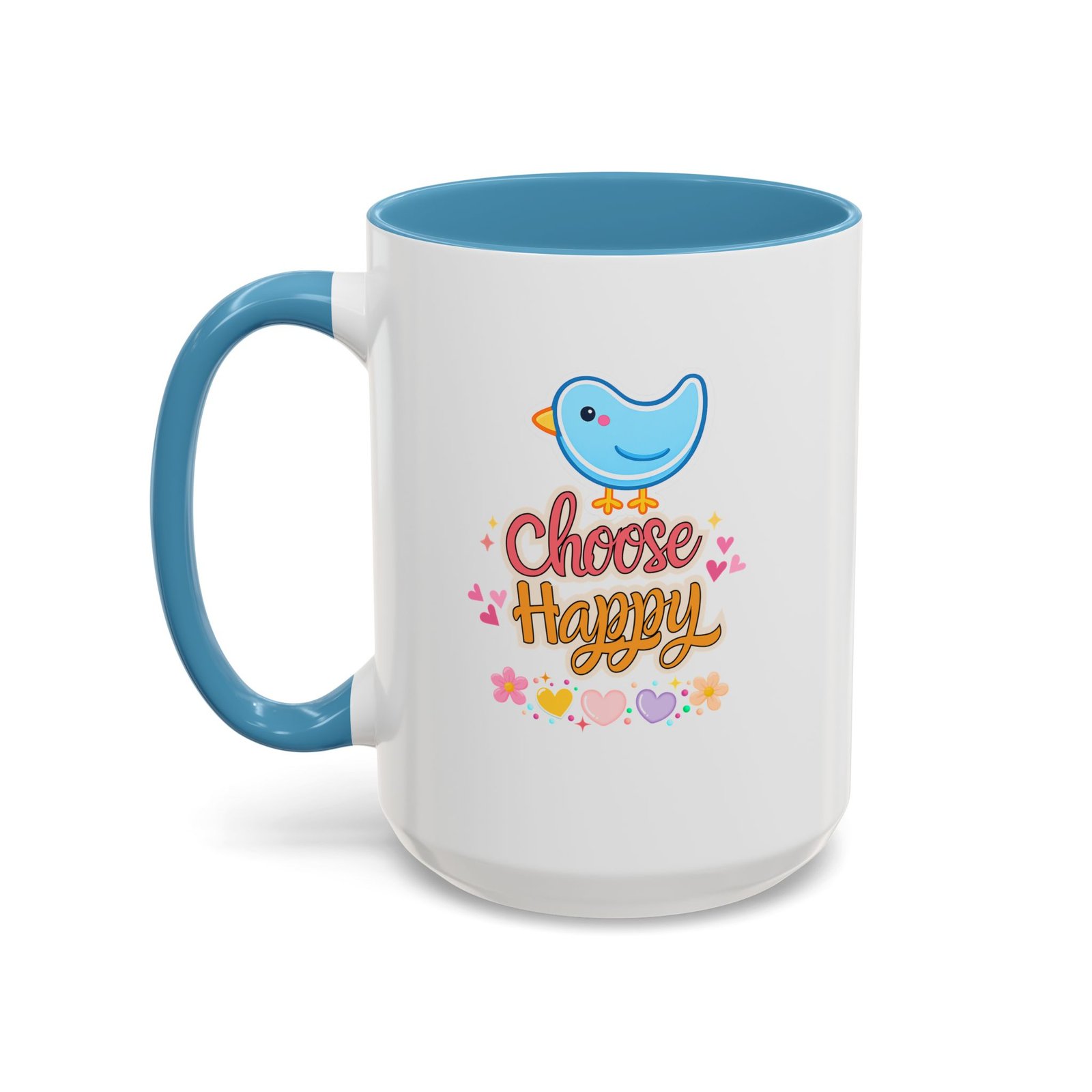 Choose Happy Coffee Mug — Cute Blue Bird Inspirational Ceramic Accent Mug - Image 5