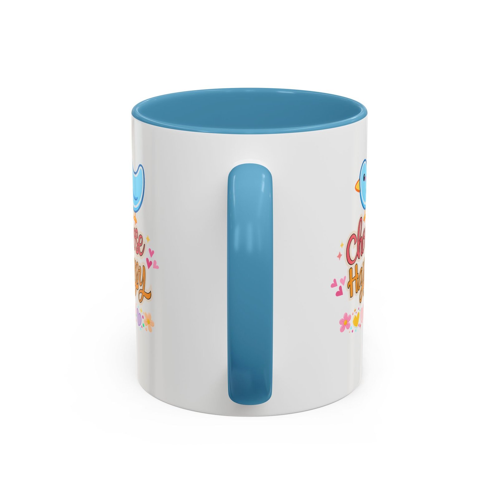 Choose Happy Coffee Mug — Cute Blue Bird Inspirational Ceramic Accent Mug - Image 3