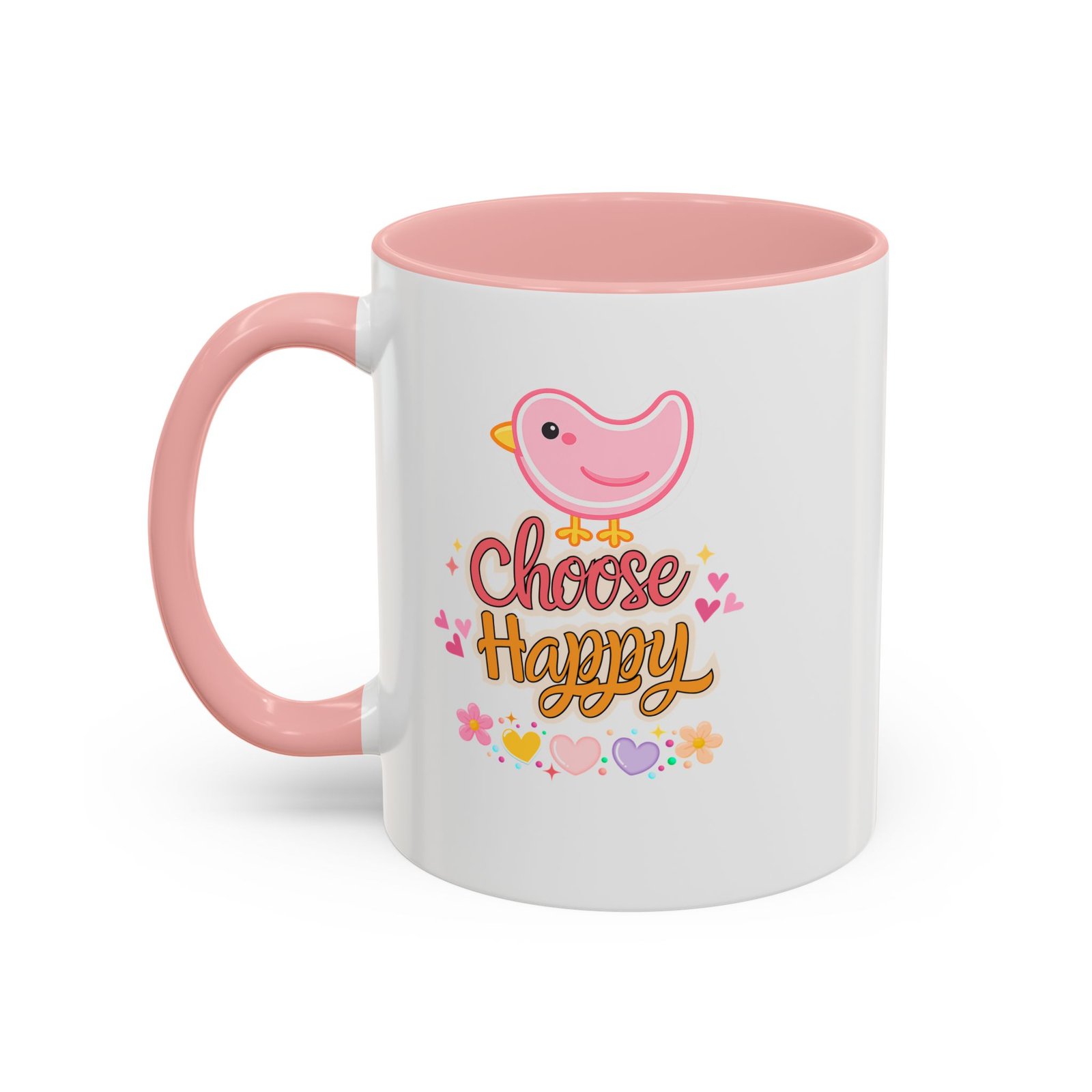 Choose Happy Coffee Mug — Pink Accent 11/15oz - Image 2