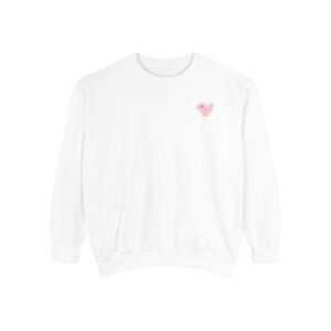 Heart Chick Embroidered Sweatshirt — Cute Pink Chick Chest Graphic, Cozy Casual Pullover