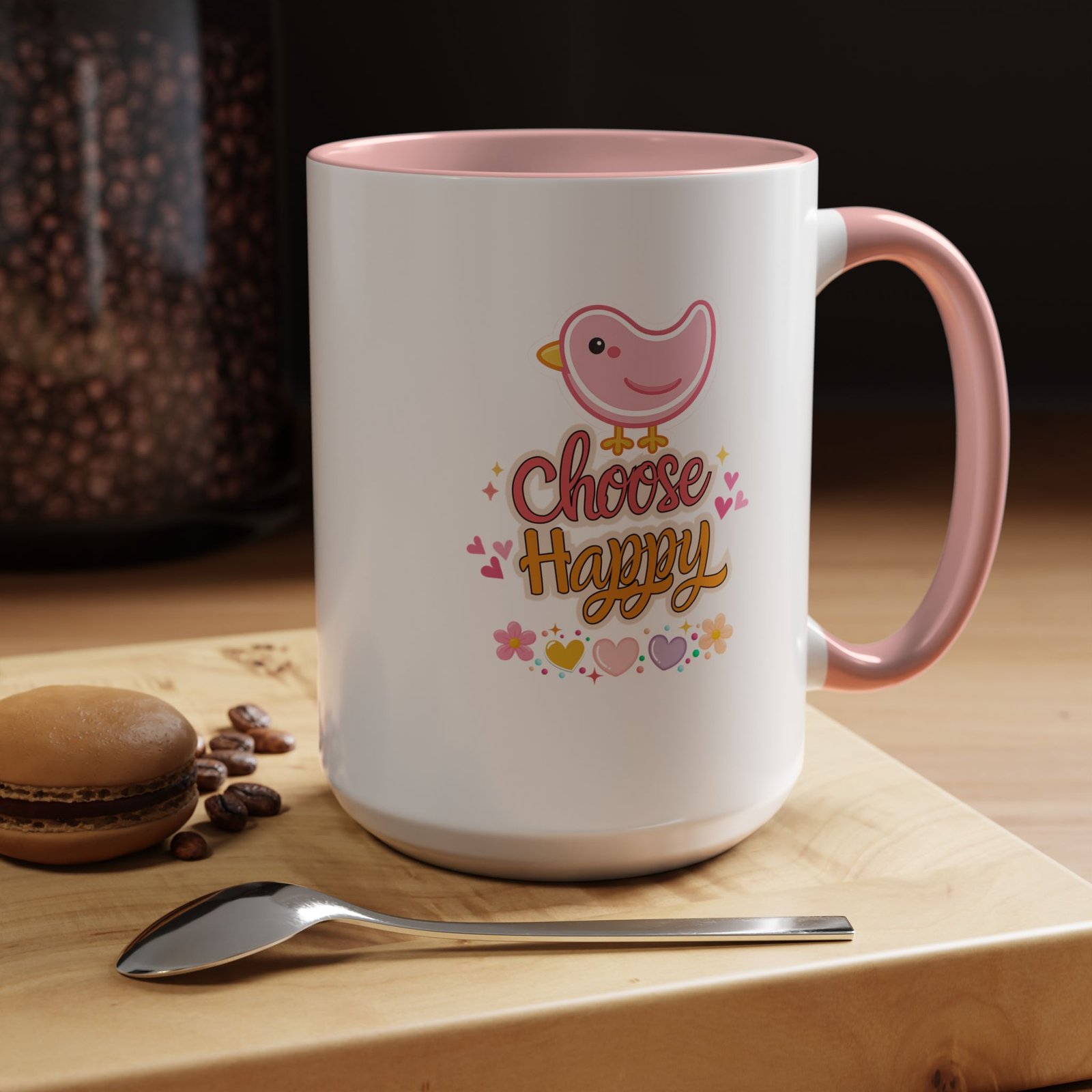 Choose Happy Coffee Mug — Pink Accent 11/15oz - Image 7
