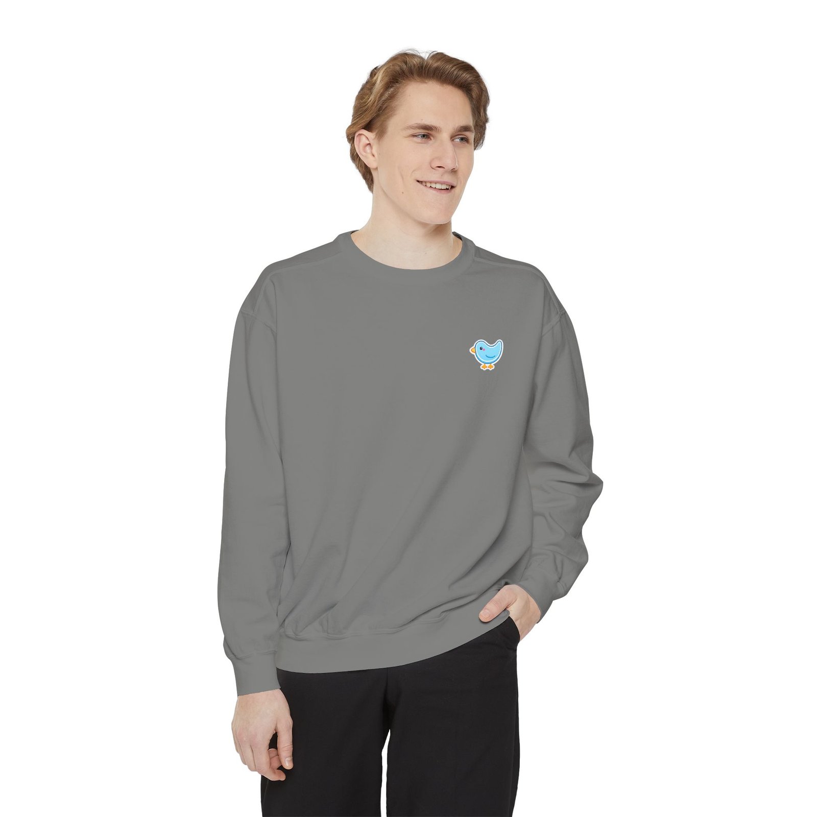 Embroidered Blue Bird Sweatshirt - Cute Minimal Chest Graphic - Image 7