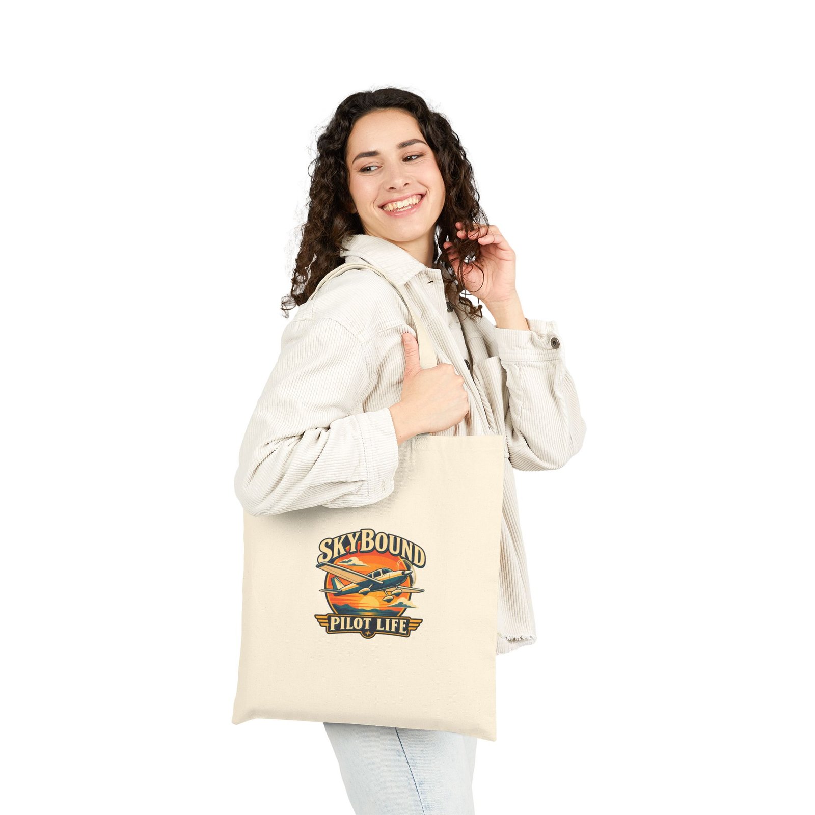 Skybound Pilot Life Canvas Tote Bag | Natural - Image 4