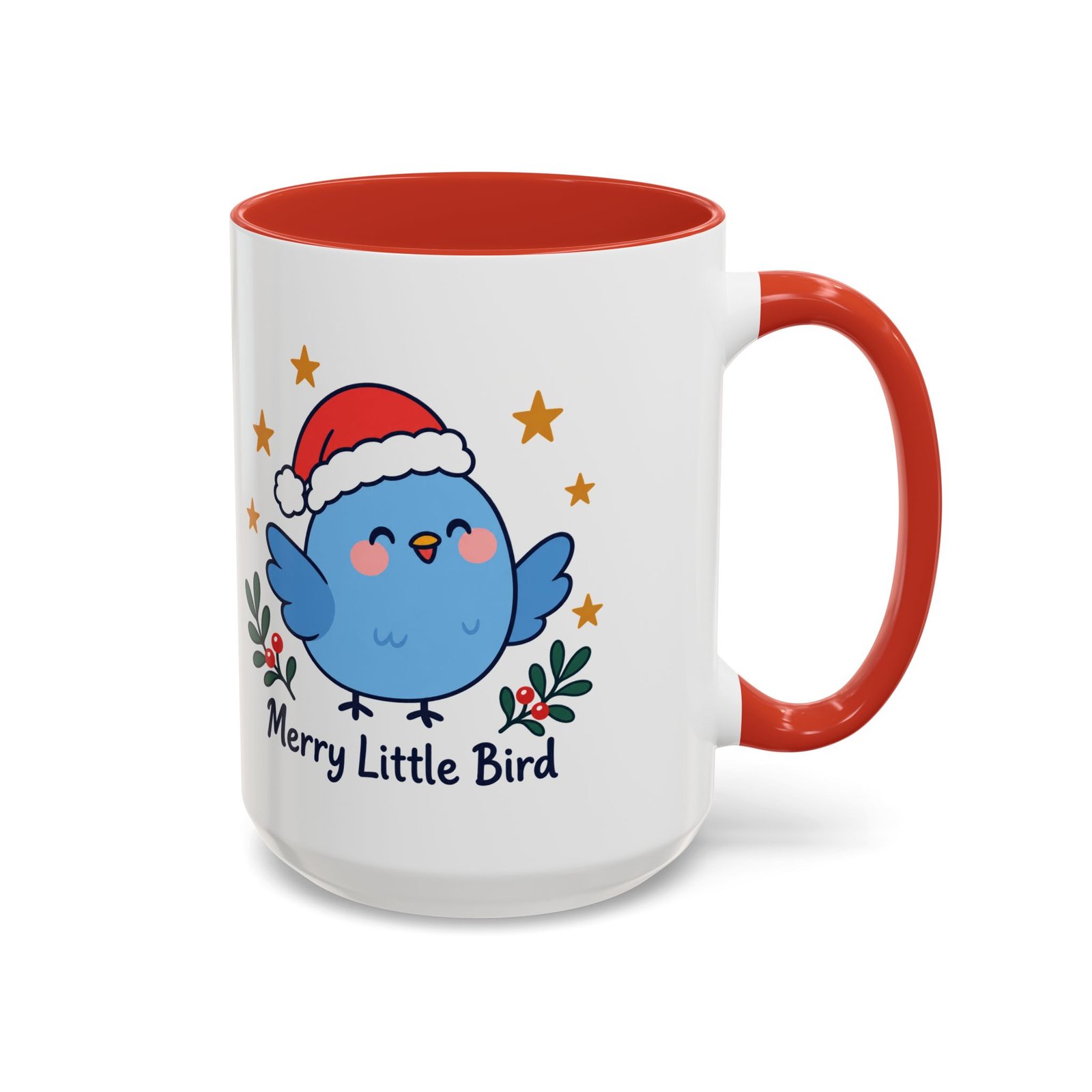 Merry Little Bird Christmas Mug | Red Accent, 11oz & 15oz - Image 4