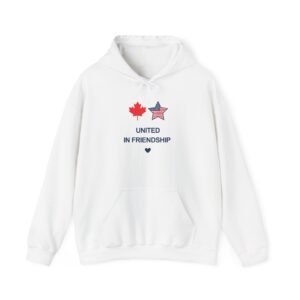 United in Friendship Hoodie — Canada & USA Flag Heart Pullover