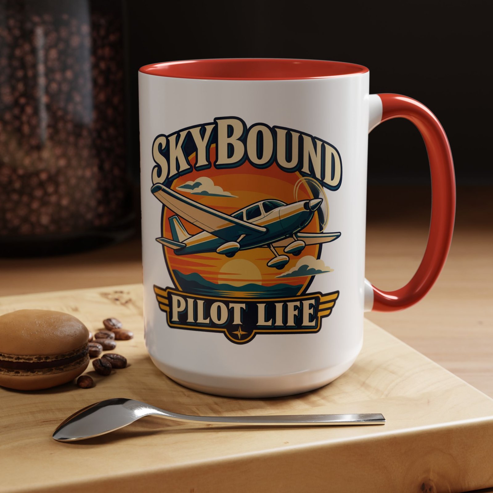 Skybound Pilot Life Mug | Red Accent, 11oz & 15oz - Image 6