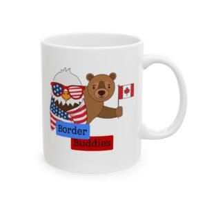 Patriotic Shark with Flags Mug | Canada USA Beverage Cup