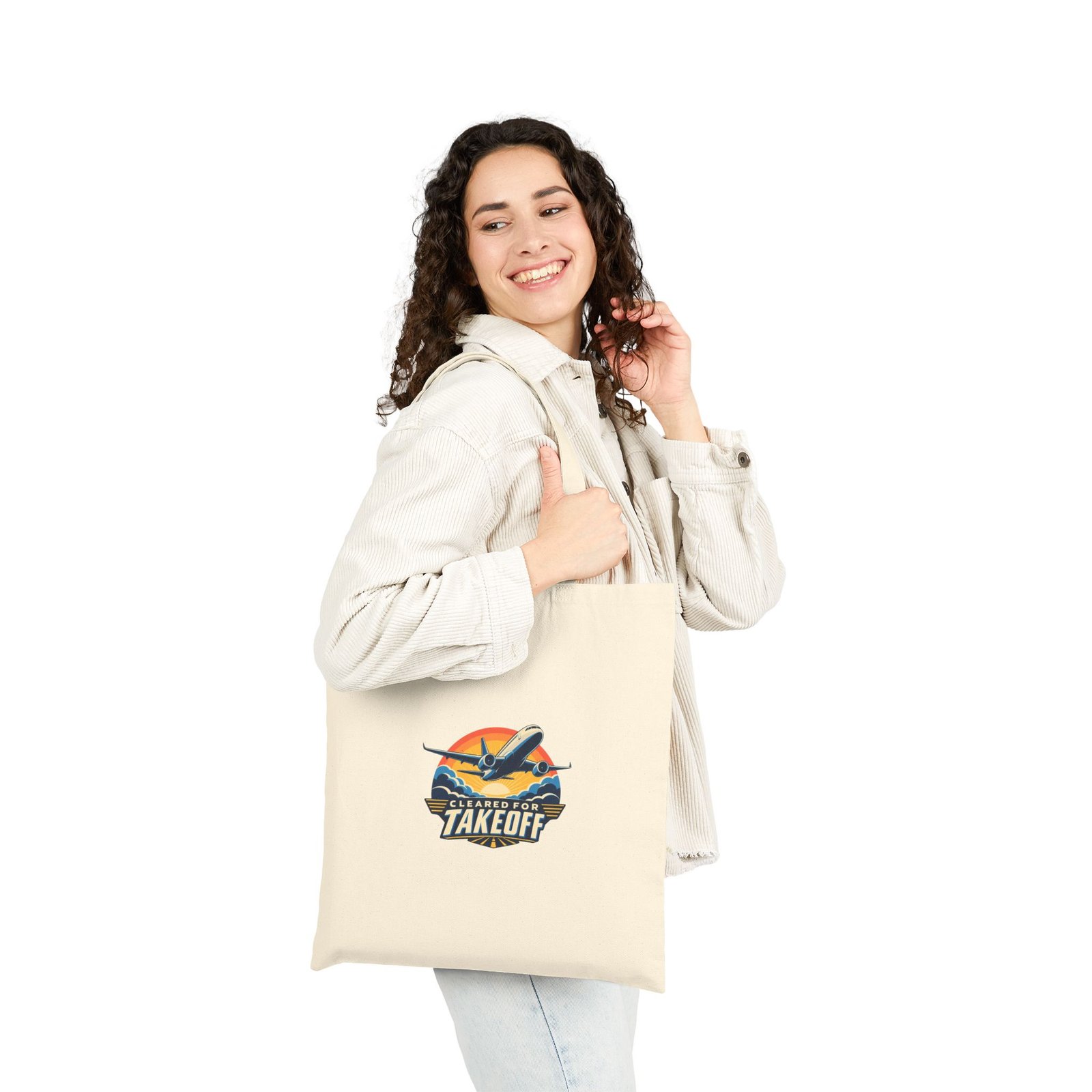 Cleared for Takeoff Canvas Tote Bag | Natural - Image 4
