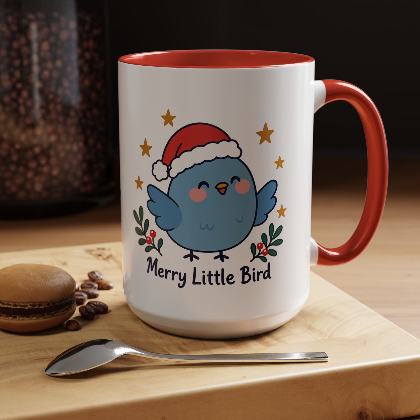 Merry Little Bird Christmas Mug | Red Accent, 11oz & 15oz - Image 6