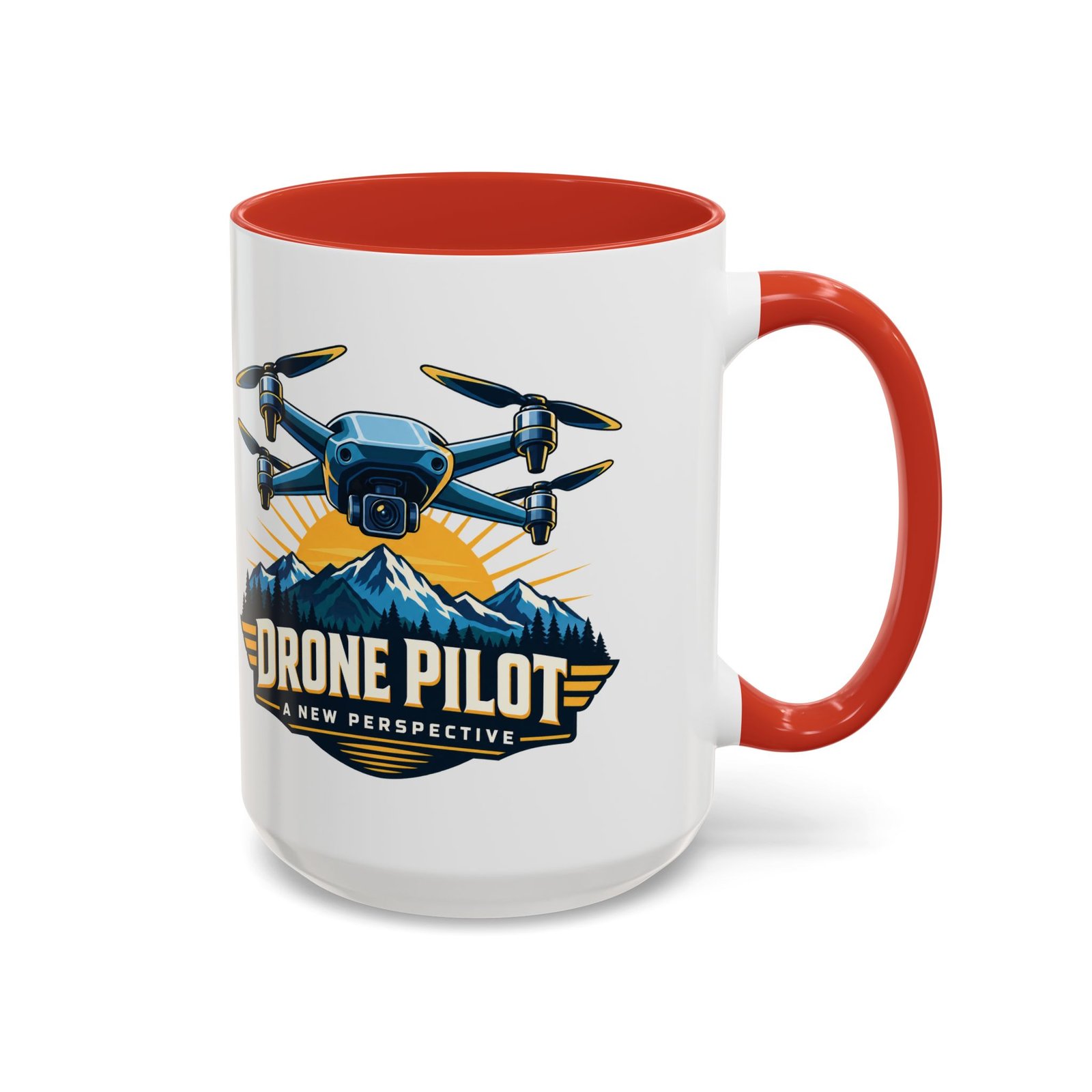 Drone Pilot — A New Perspective Mug | Red Accent, 11oz & 15oz - Image 4