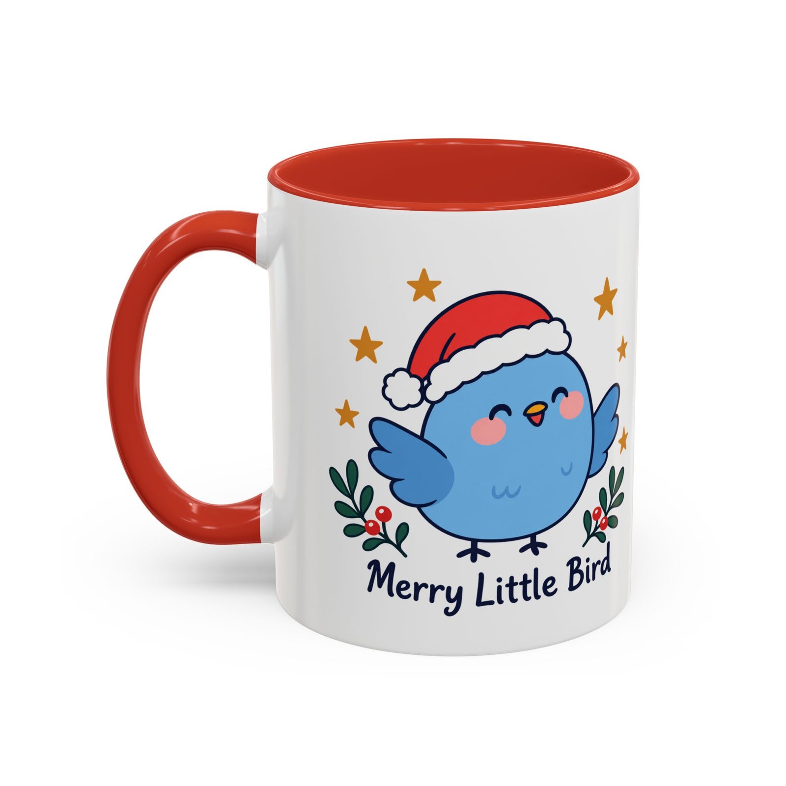 Merry Little Bird Christmas Mug | Red Accent, 11oz & 15oz - Image 2
