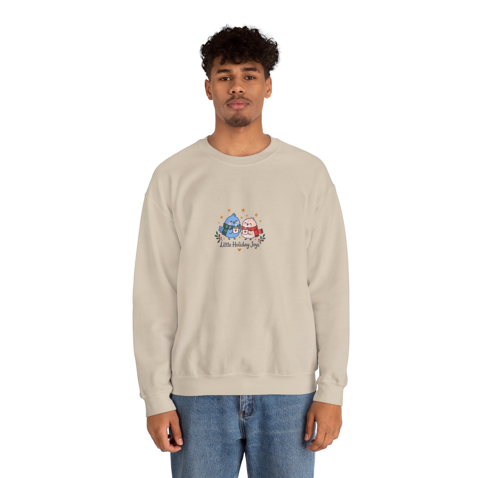 Little Holiday Joys Christmas Sweatshirt | Sand Unisex Crewneck - Image 3