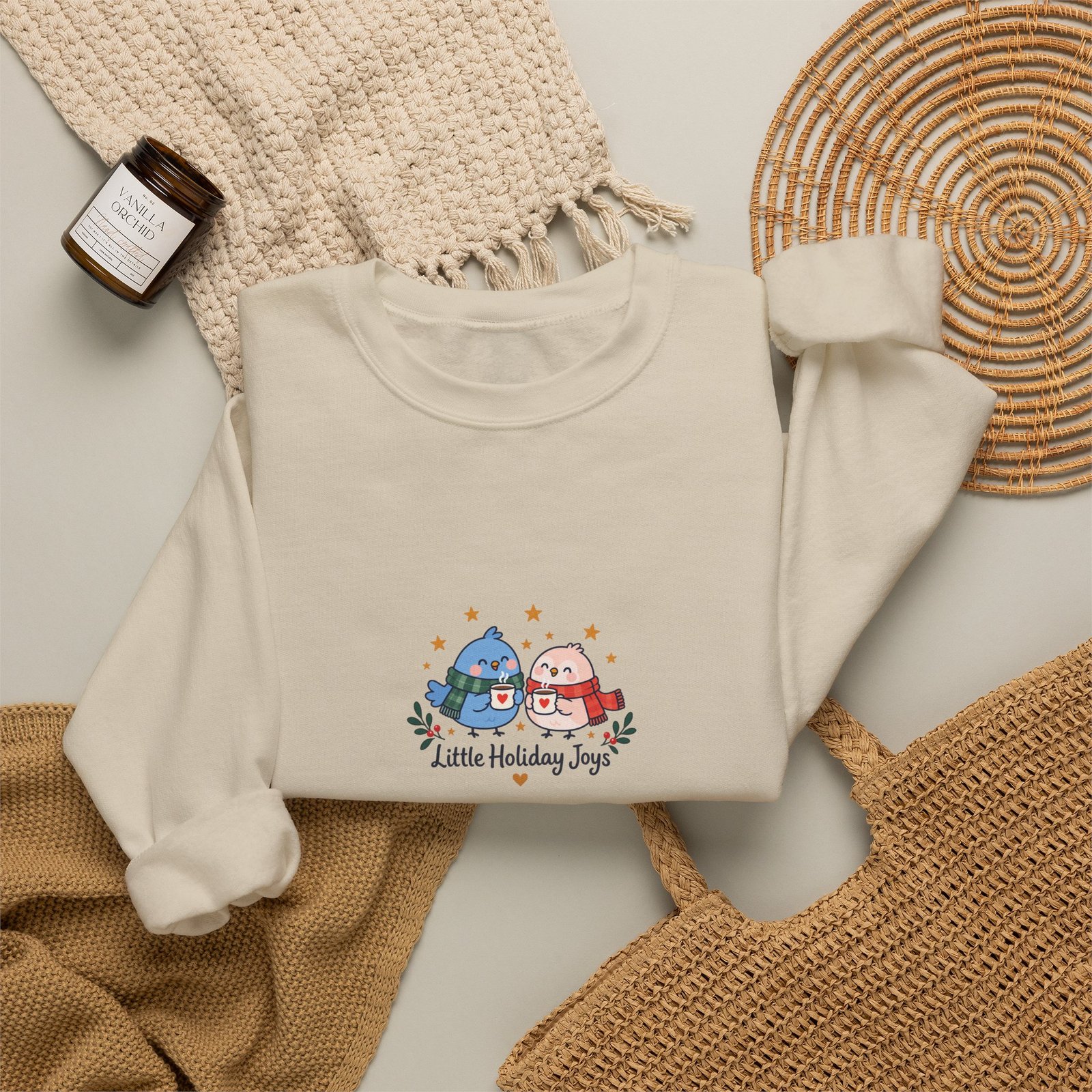 Little Holiday Joys Christmas Sweatshirt | Sand Unisex Crewneck - Image 4