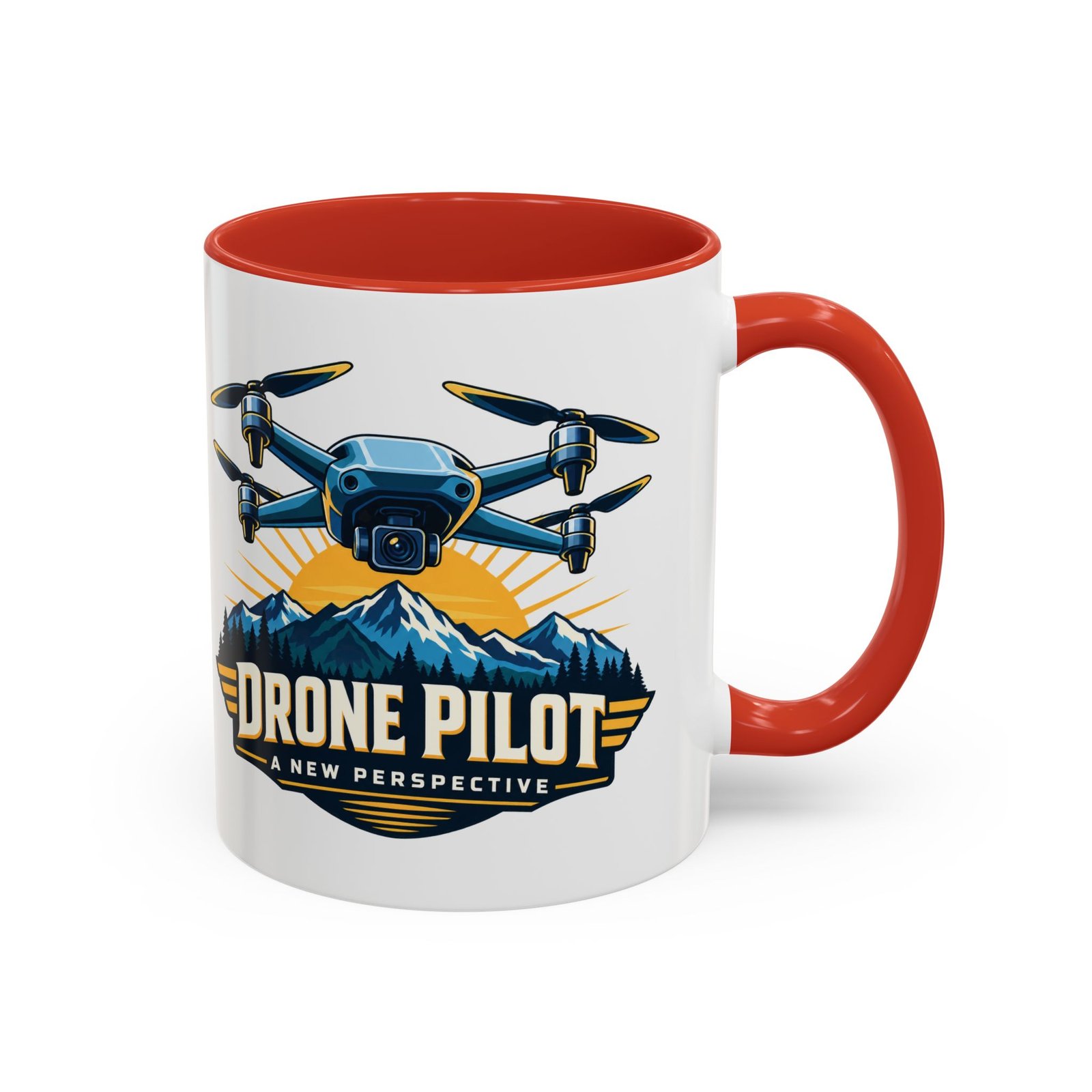 Drone Pilot — A New Perspective Mug | Red Accent, 11oz & 15oz