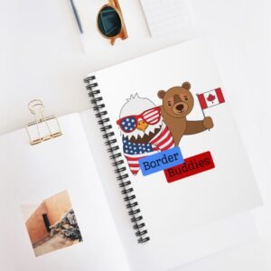 Border Buddies Eagle and Bear Notebook | USA Canada Patriotic Spiral Journal
